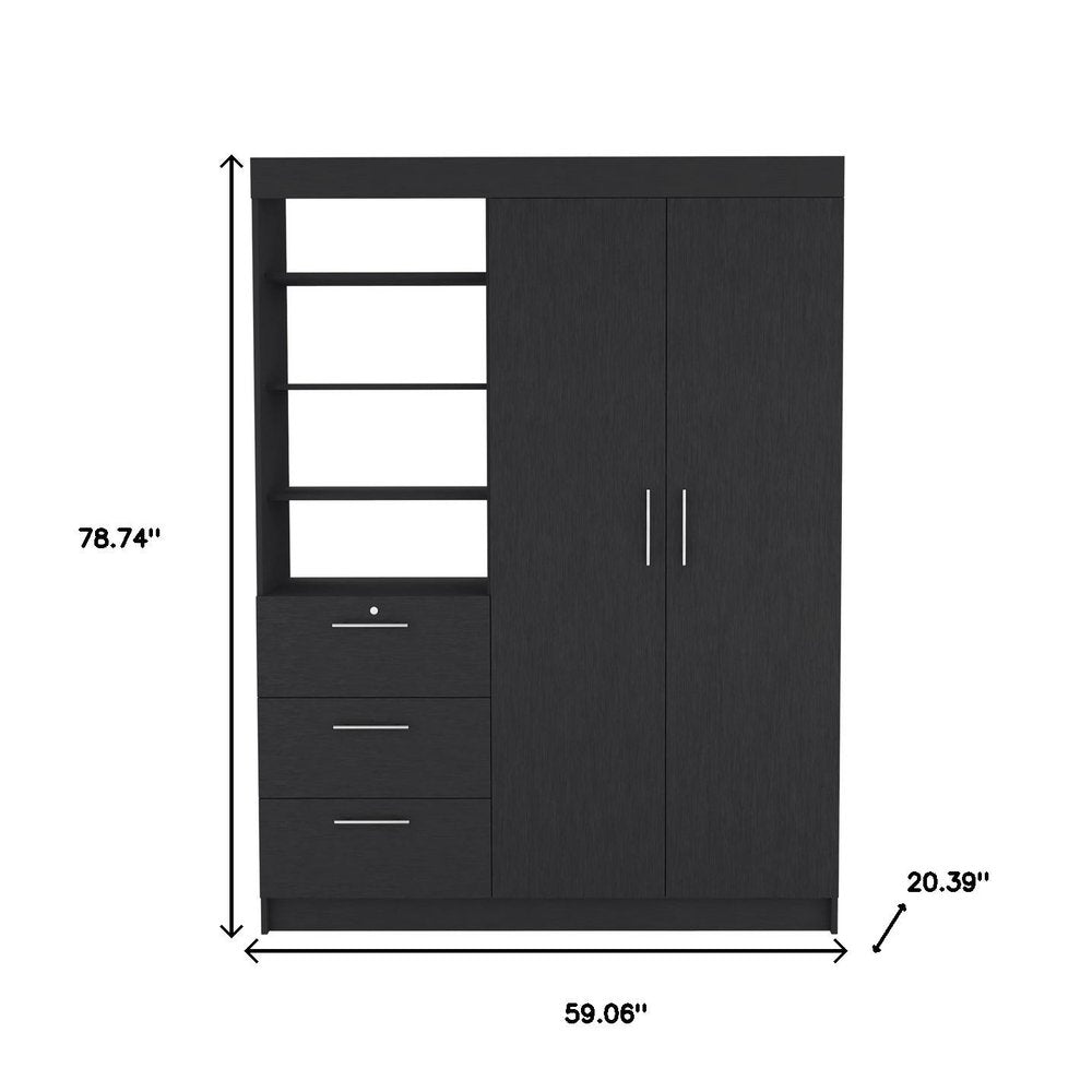Two Piece Black Bedroom Set on a white background