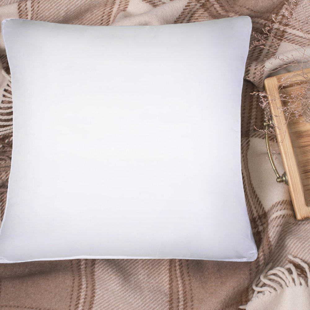 Set of Two Microfiber Down Alternative Medium Hypoallergenic European Size Bed Pillows in a home interior