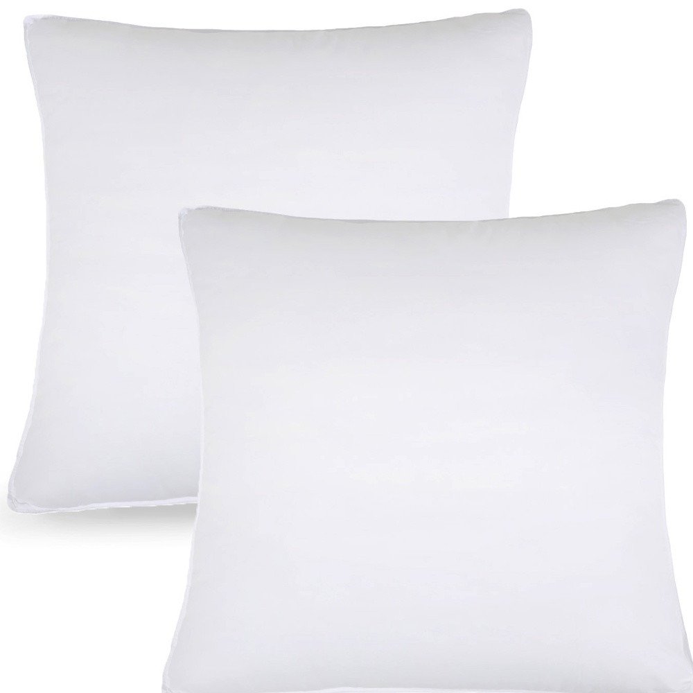 Set of Two Microfiber Down Alternative Medium Hypoallergenic European Size Bed Pillows on a white background
