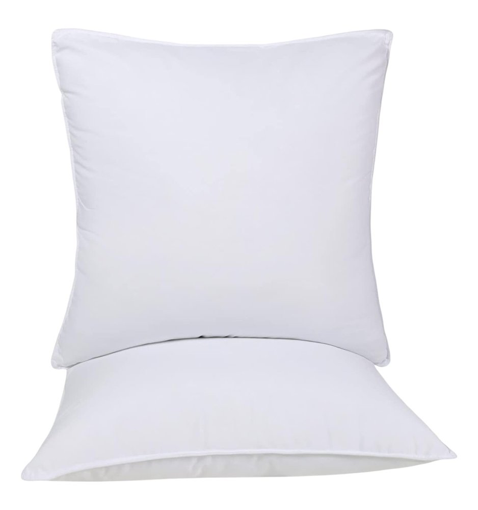 Set of Two Microfiber Down Alternative Medium Hypoallergenic European Size Bed Pillows on a white background