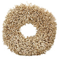 23" Natural Maize Dried Wreath. Wreath isolated on a plain white background, in a tan finish.
