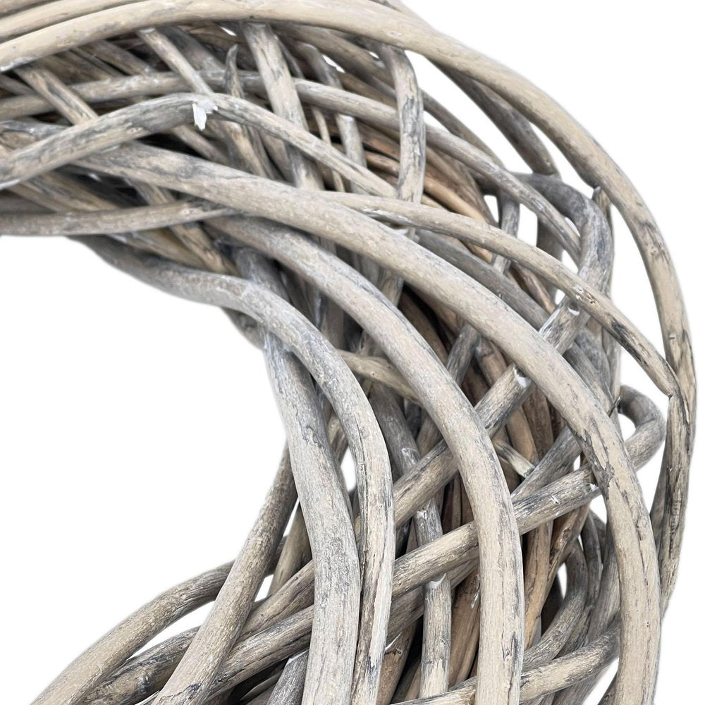 22" Natural Gray Willow Dried Wreath. Wreath in gray wood.
