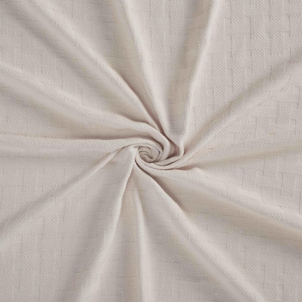 Twin Ivory Cotton Basketweave Geometric Blanket on a white background