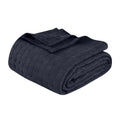 Twin Navy Blue Cotton Geometric Blanket on a white background