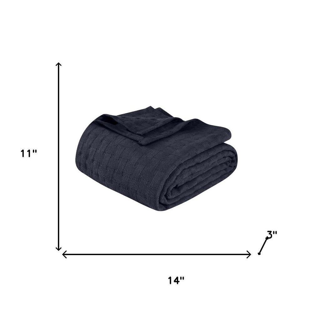Twin Navy Blue Cotton Geometric Blanket