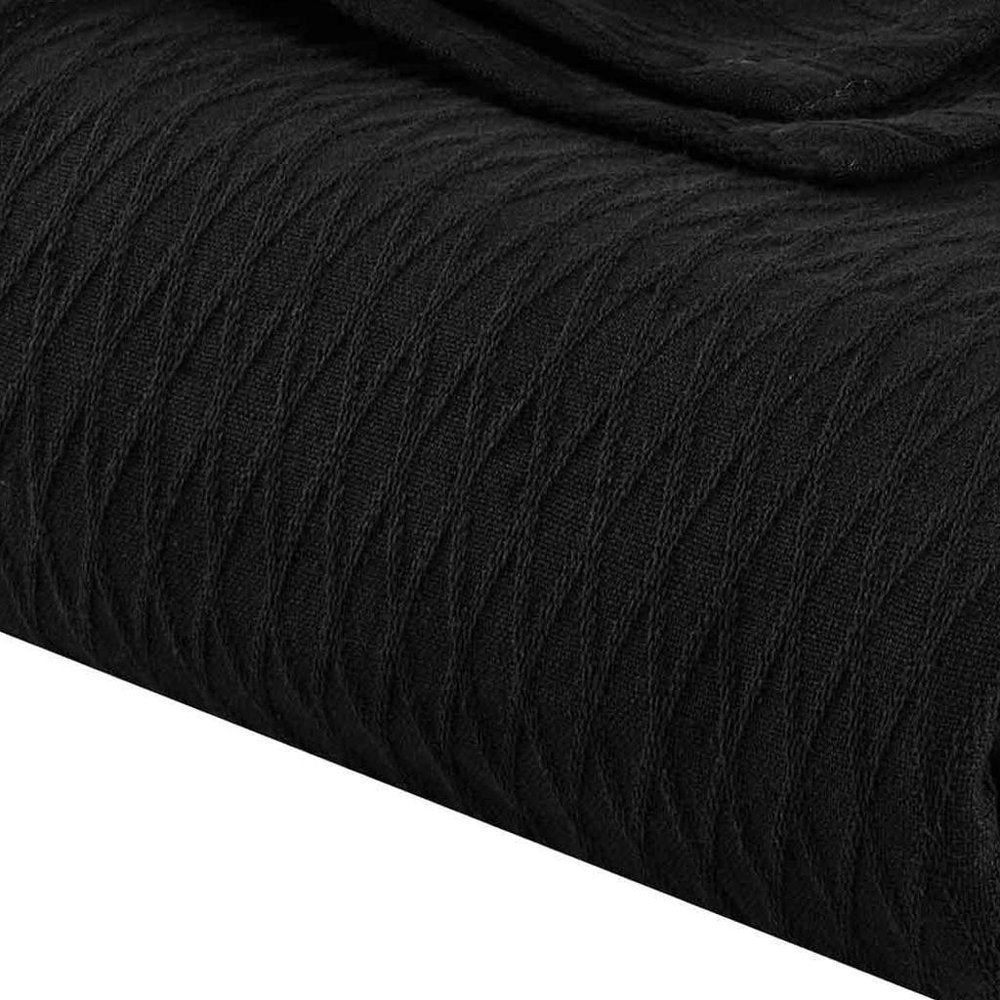 Twin Black Cotton Geometric Blanket