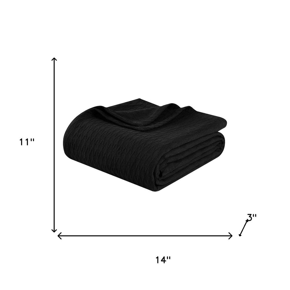 Twin Black Cotton Geometric Blanket