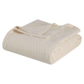 Twin Ivory Cotton Geometric Blanket on a white background