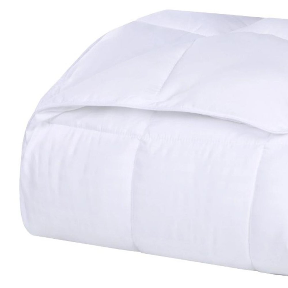 Twin White Cotton Striped Blanket on a white background