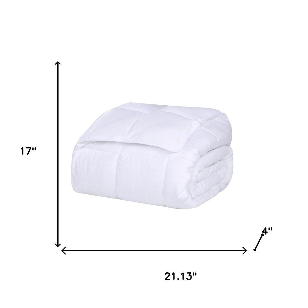Twin White Cotton Striped Blanket