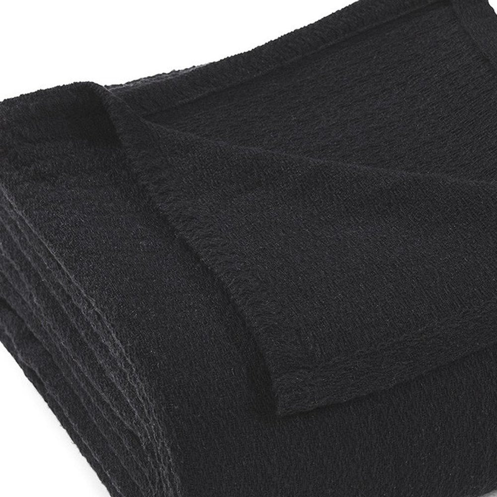 Twin Black Cotton Waffle Weave Blanket