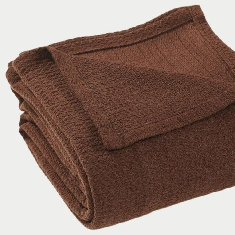 Twin Chocolate Cotton Waffle Weave Blanket on a white background