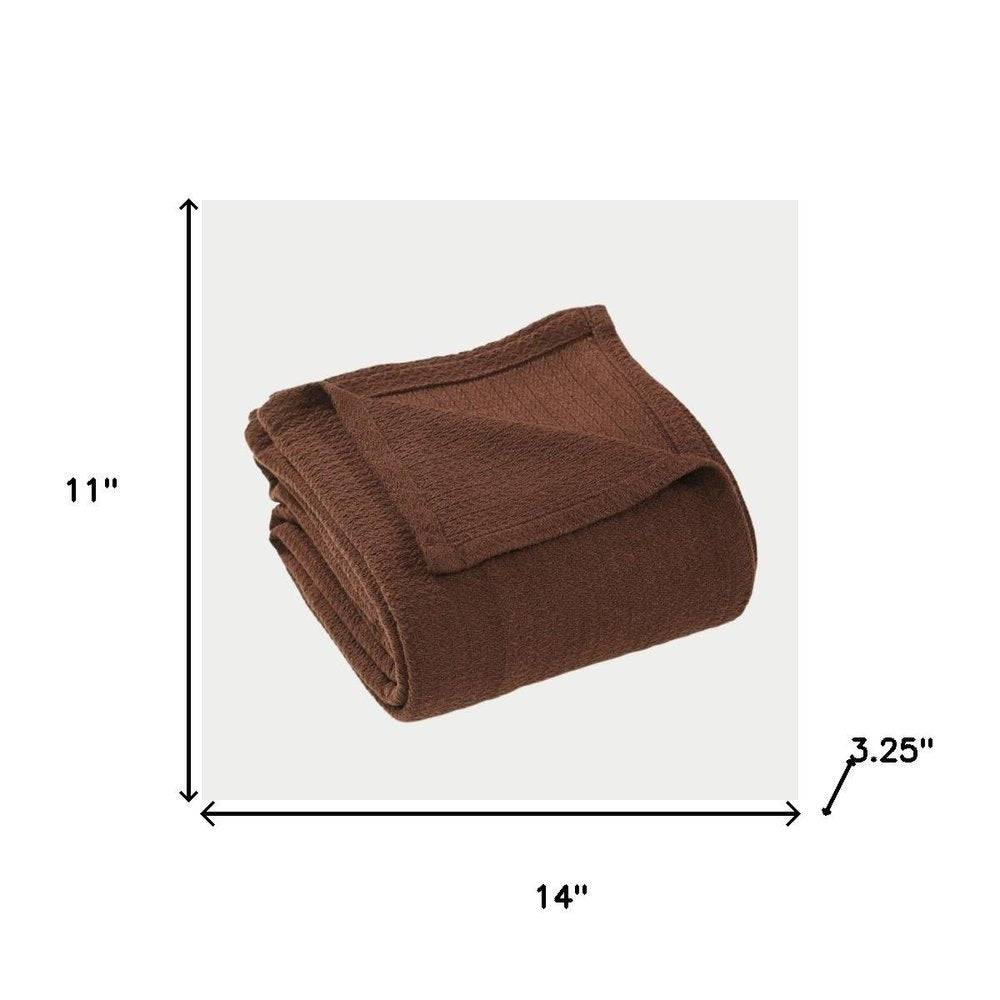 Twin Chocolate Cotton Waffle Weave Blanket on a white background