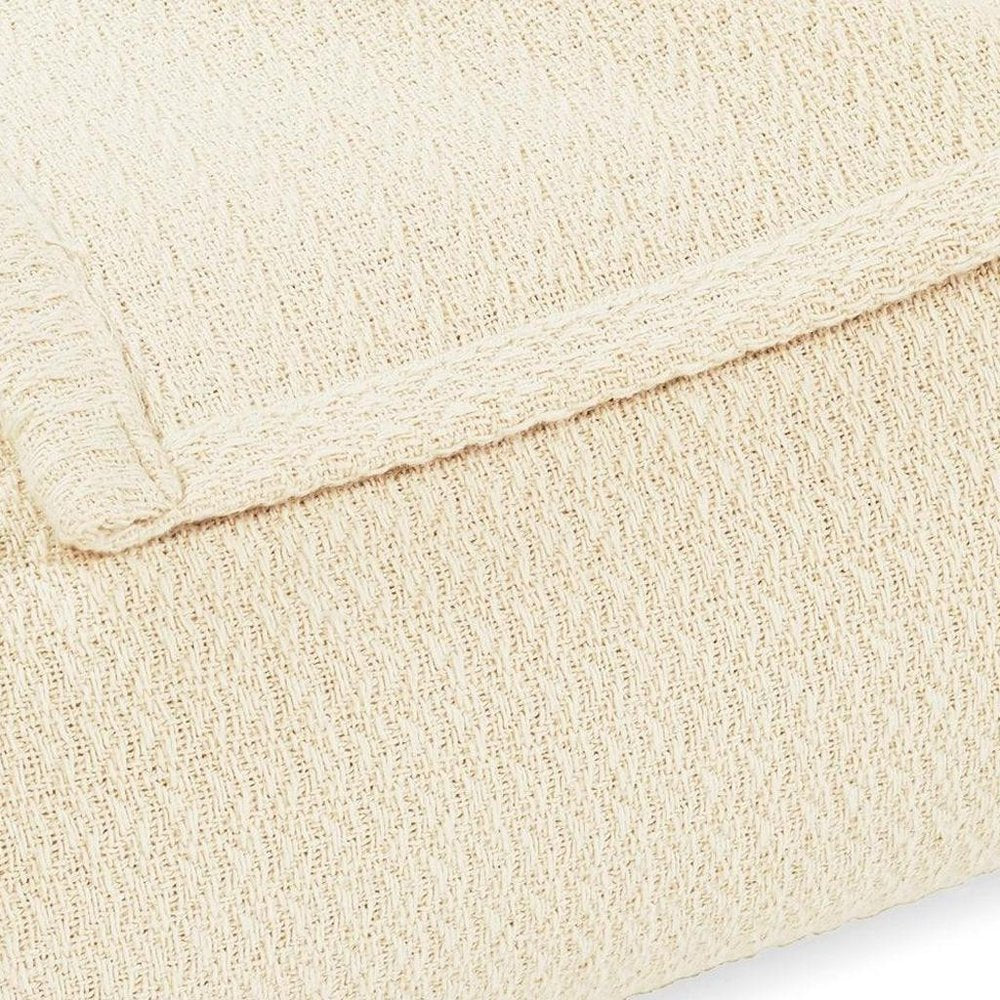 Twin Ivory Cotton Waffle Weave Blanket close-up detail