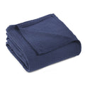 Twin Navy Blue Cotton Waffle Weave Blanket on a white background