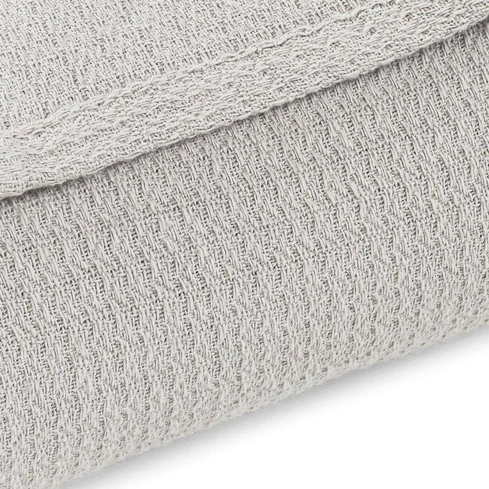 Twin Silver Cotton Waffle Weave Blanket close-up detail