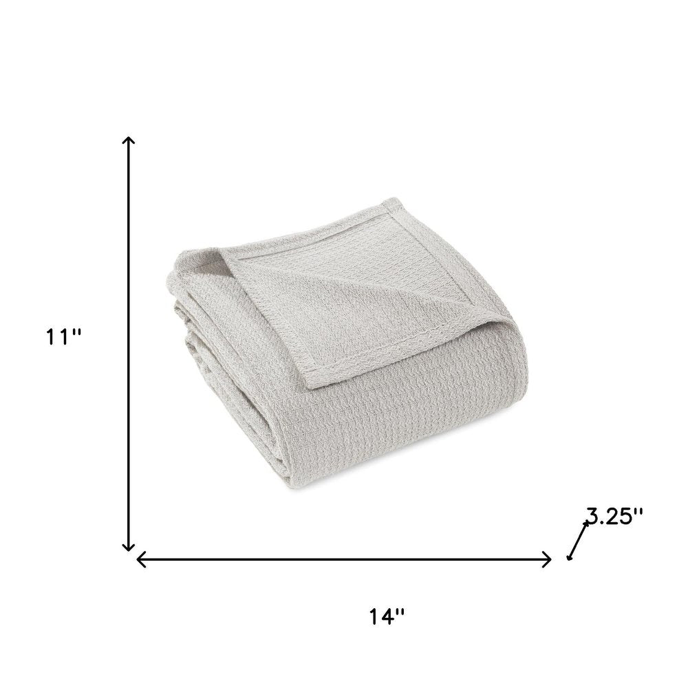 Twin Silver Cotton Waffle Weave Blanket on a white background