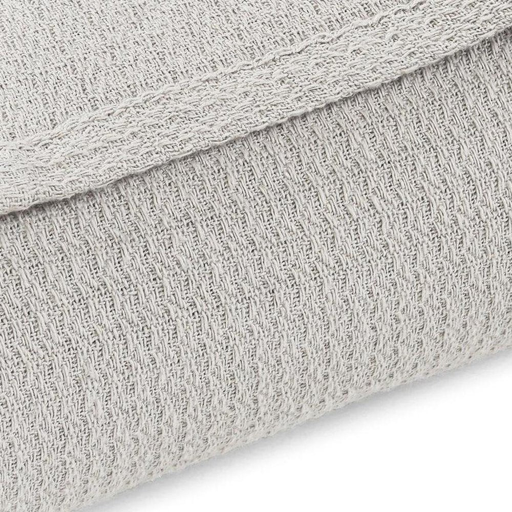Twin Silver Cotton Waffle Weave Blanket close-up detail