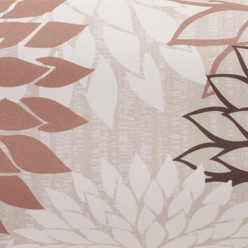 Close-up of 6" X 20" Brown Beige and Ivory Bolster Floral Indoor Outdoor Throw Pillow showing the ivory fabric texture.