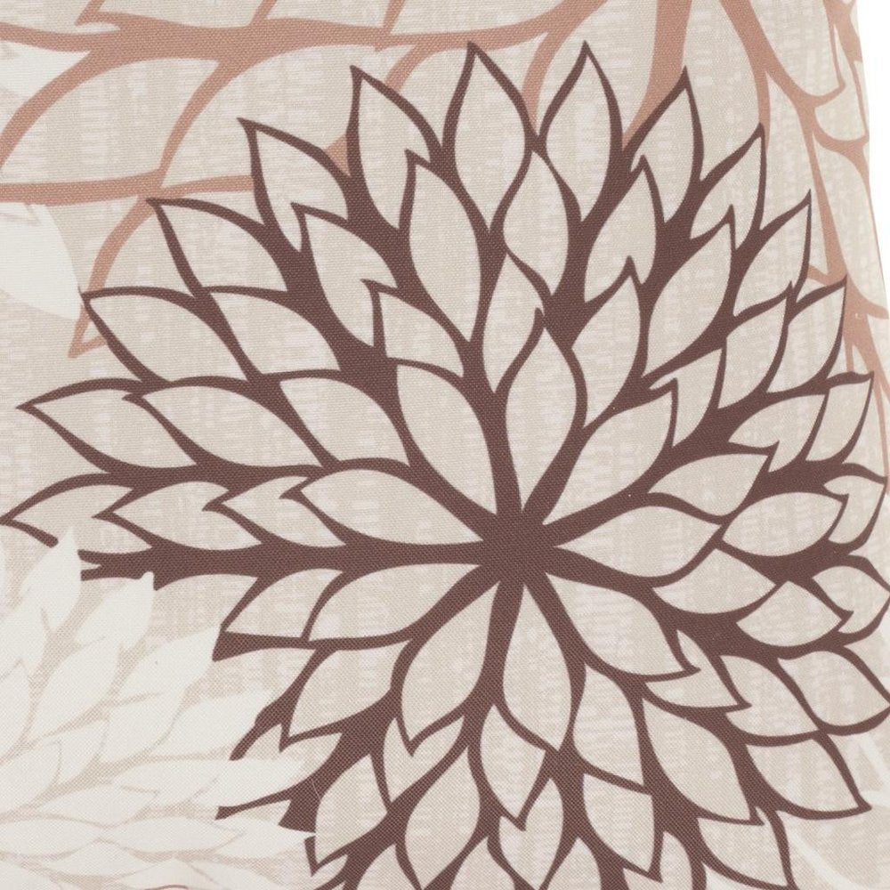 Close-up of 20" Brown Beige and Ivory Floral Indoor Outdoor Throw Pillow showing the ivory fabric texture.