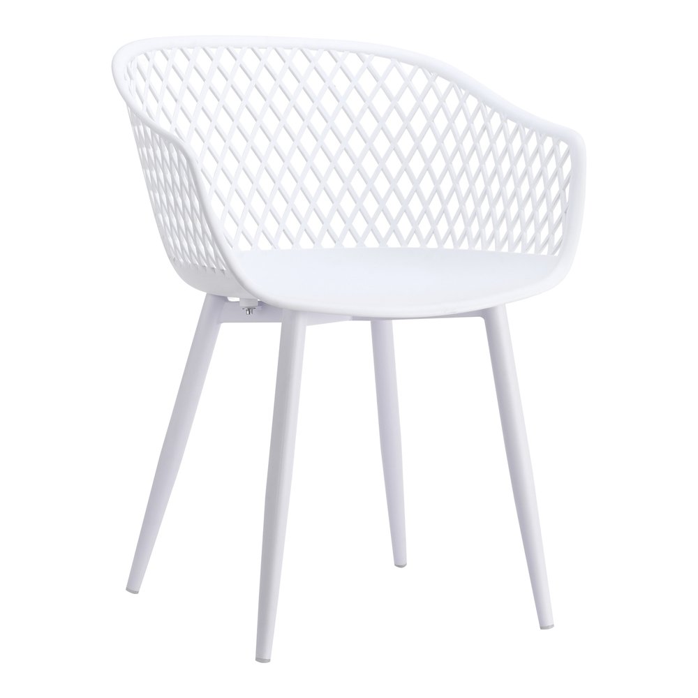 Set of Two White Heavy Duty Plastic Outdoor Stacking Dining Chairs - 31.50" H x 23.50" W x 22.50" D