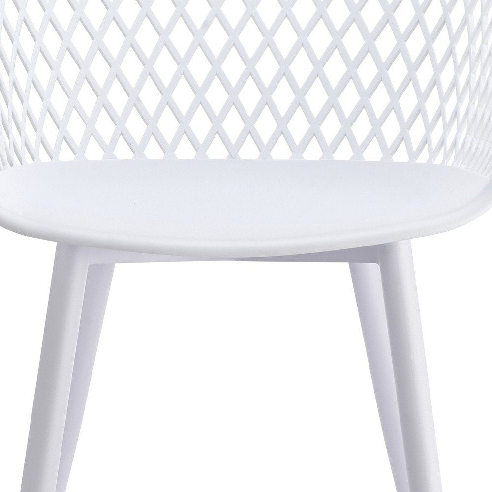 Set of Two White Heavy Duty Plastic Outdoor Stacking Dining Chairs - 31.50" H x 23.50" W x 22.50" D