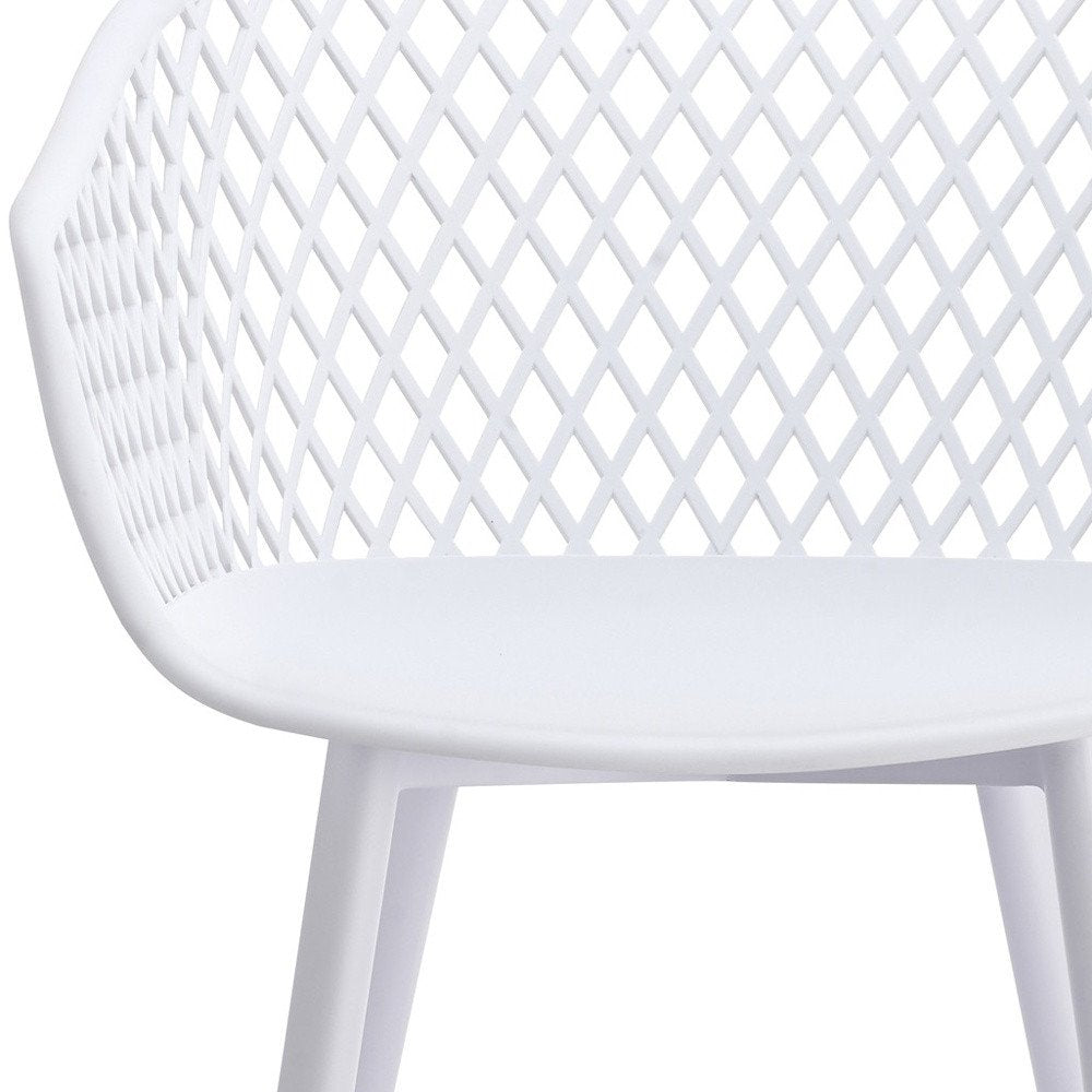 Set of Two White Heavy Duty Plastic Outdoor Stacking Dining Chairs - 31.50" H x 23.50" W x 22.50" D