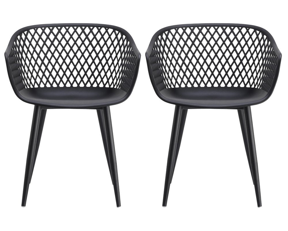 Set of Two White Heavy Duty Plastic Outdoor Stacking Dining Chairs