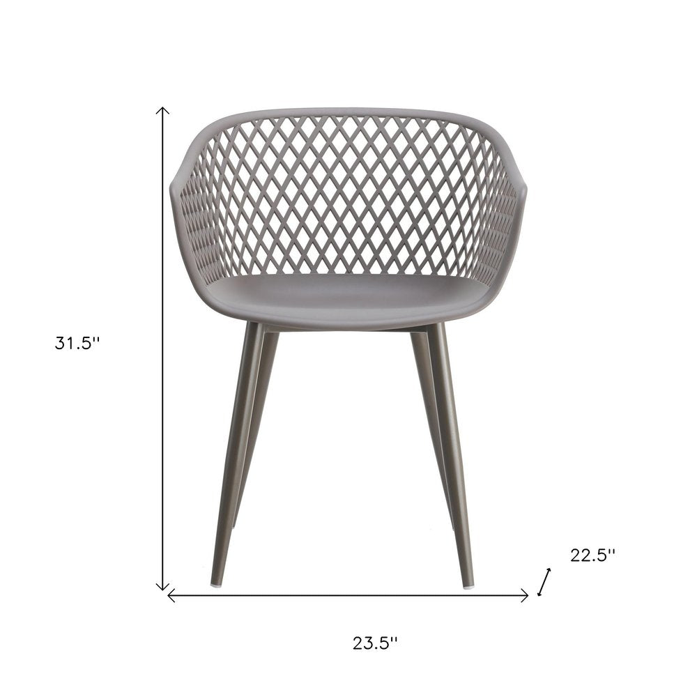 Set of Two White Heavy Duty Plastic Outdoor Stacking Dining Chairs