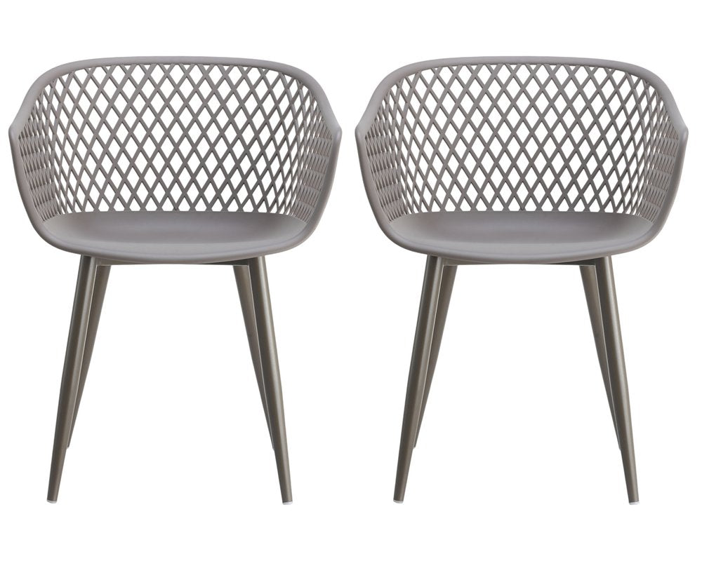 Set of Two White Heavy Duty Plastic Outdoor Stacking Dining Chairs