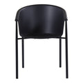 Set of Two Black Heavy Duty Plastic Outdoor Stacking Dining Chairs - 31.50" H x 23.00" W x 23.00" D on a white background