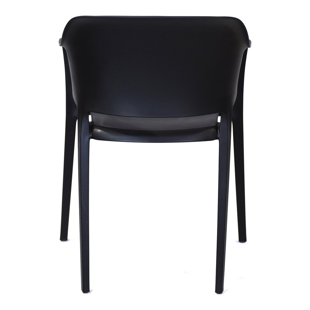 Set of Two Black Heavy Duty Plastic Outdoor Stacking Dining Chairs - 30.50" H x 21.50" W x 21.60" D