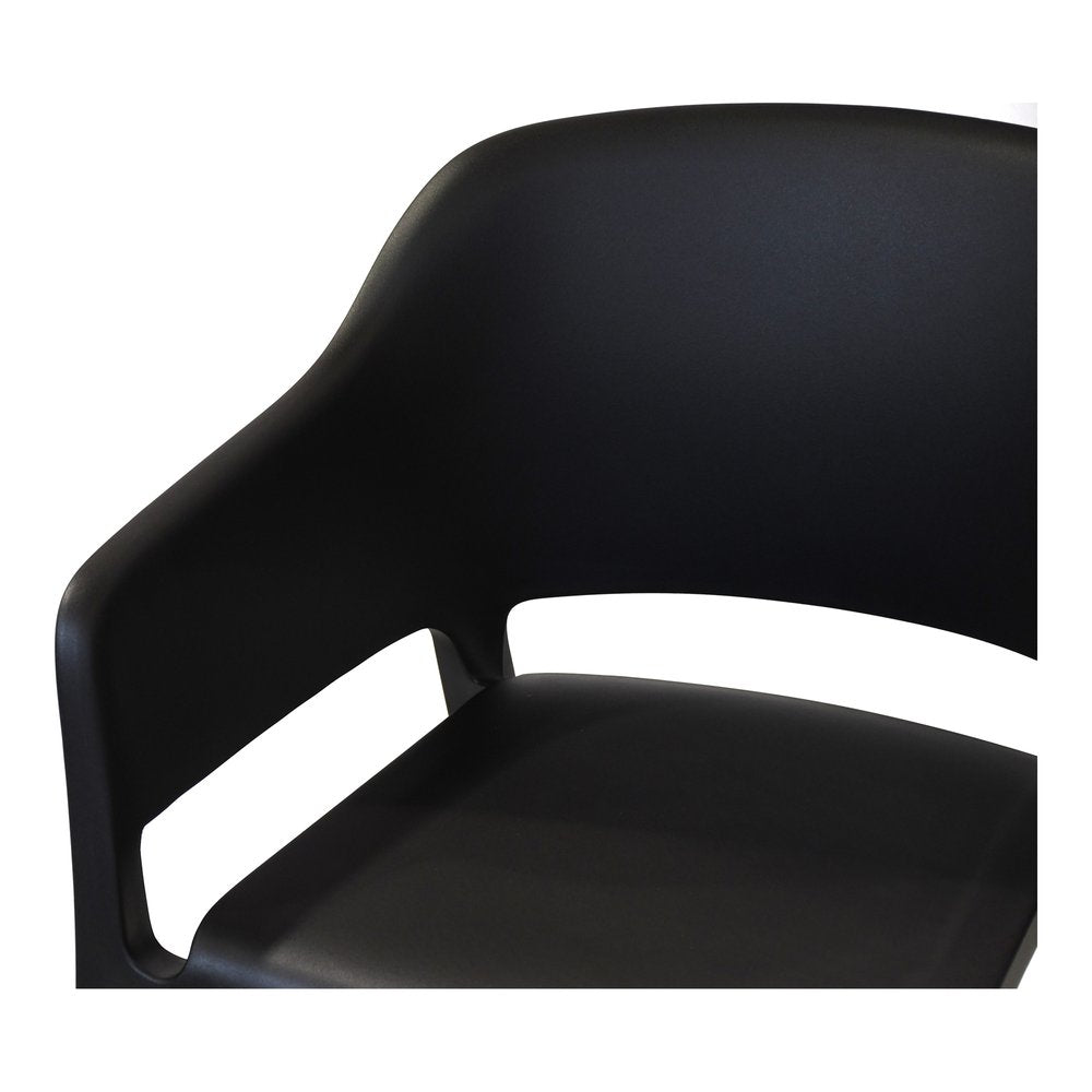 Set of Two Black Heavy Duty Plastic Outdoor Stacking Dining Chairs - 30.50" H x 21.50" W x 21.60" D