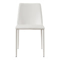 Set of Two White Faux Leather Dining Side Chairs on a white background