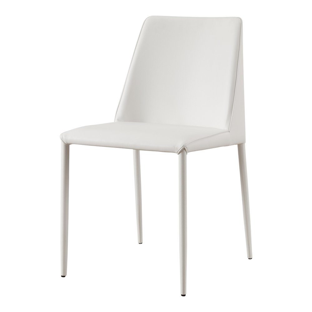 Set of Two White Faux Leather Dining Side Chairs