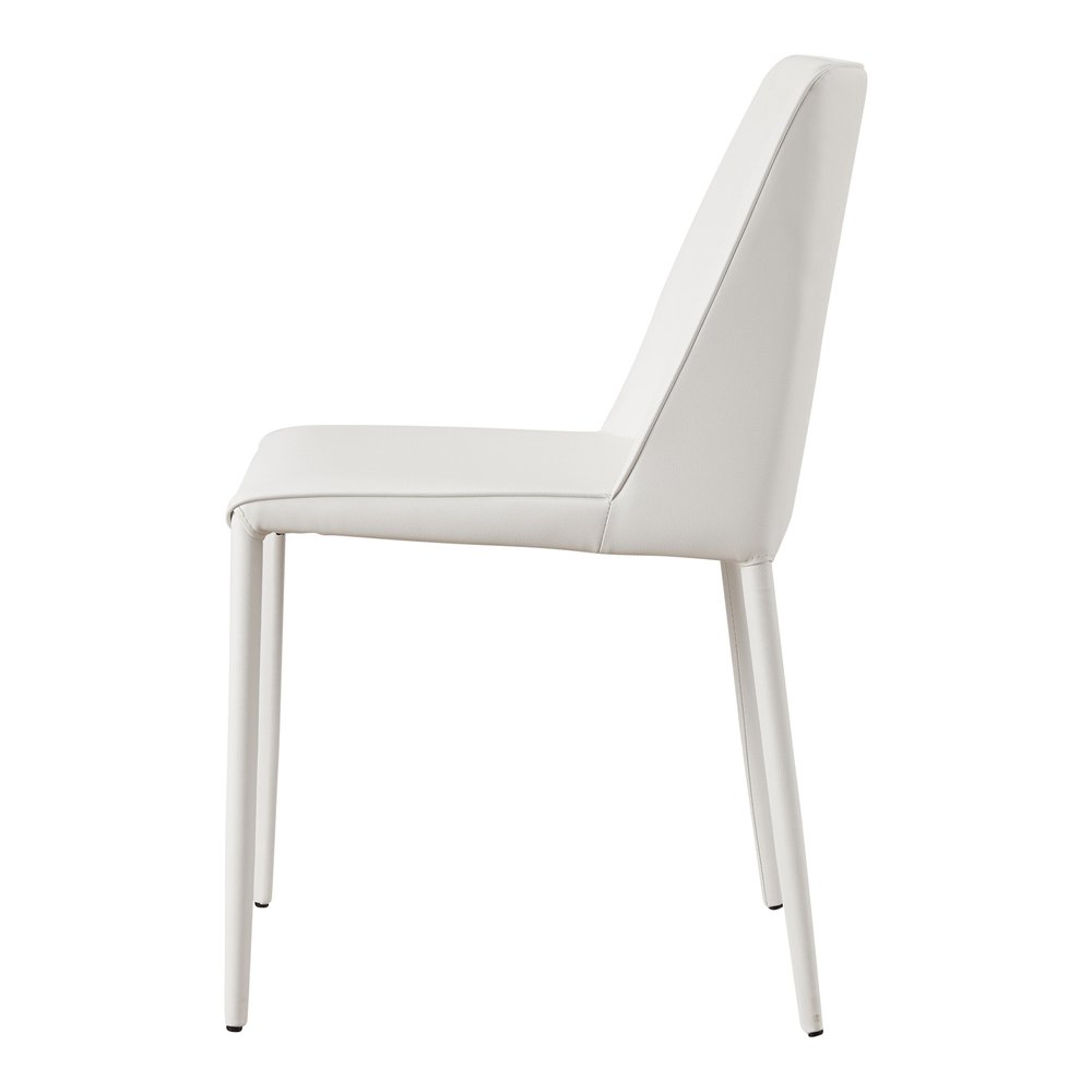 Set of Two White Faux Leather Dining Side Chairs