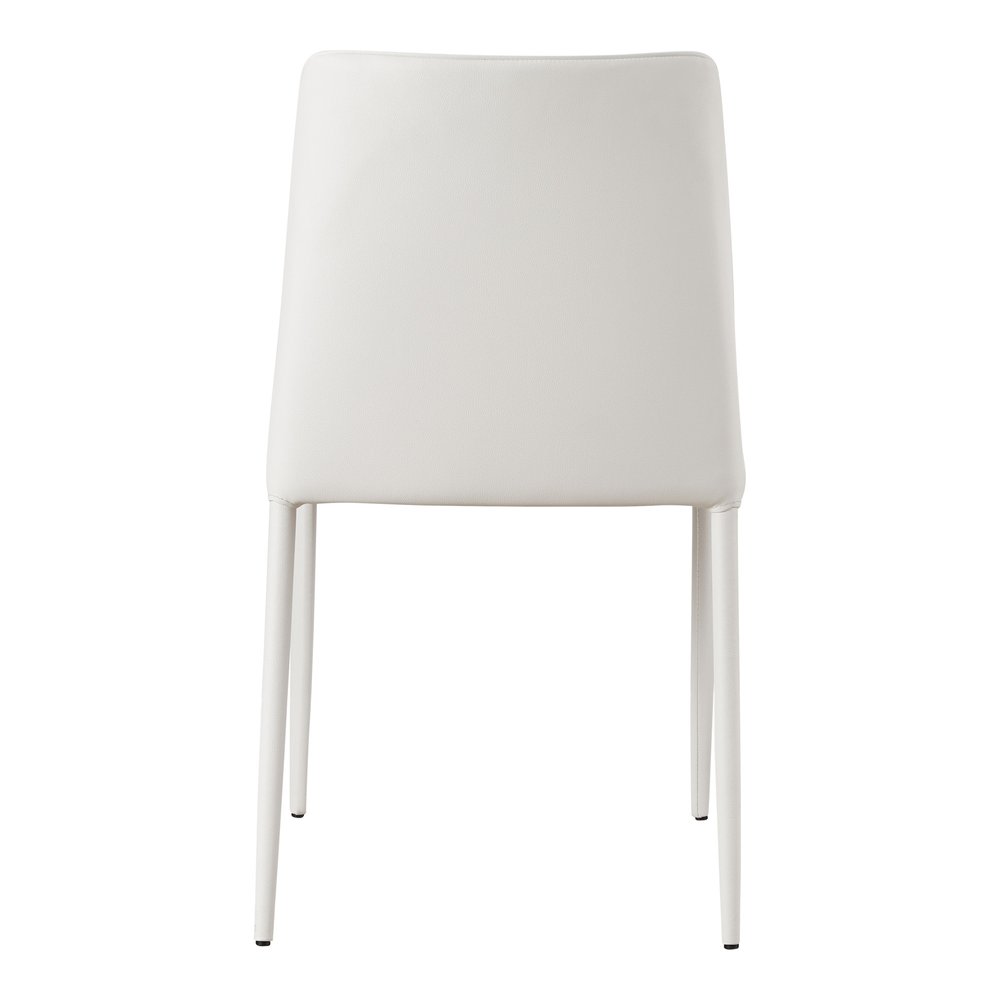 Set of Two White Faux Leather Dining Side Chairs