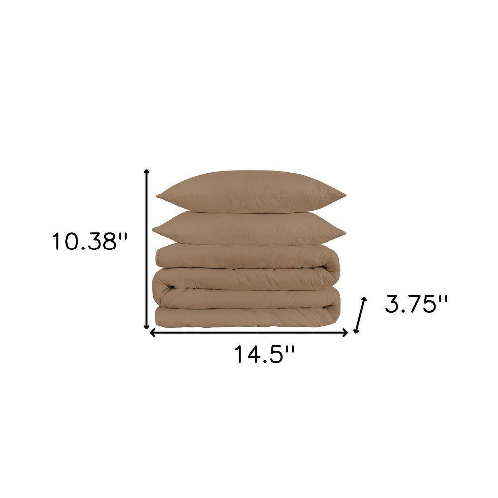 Taupe Queen Cotton Washable Duvet Cover Set - 10.38" H x 14.50" W x 3.75" D