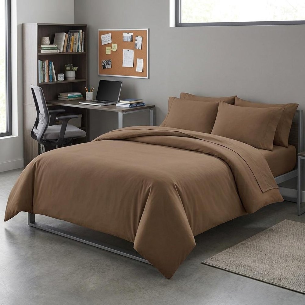 Taupe Twin Cotton Washable Duvet Cover Set