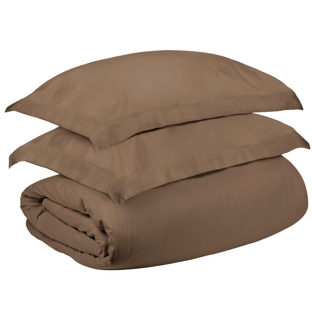 Taupe Twin Cotton Washable Duvet Cover Set on a white background