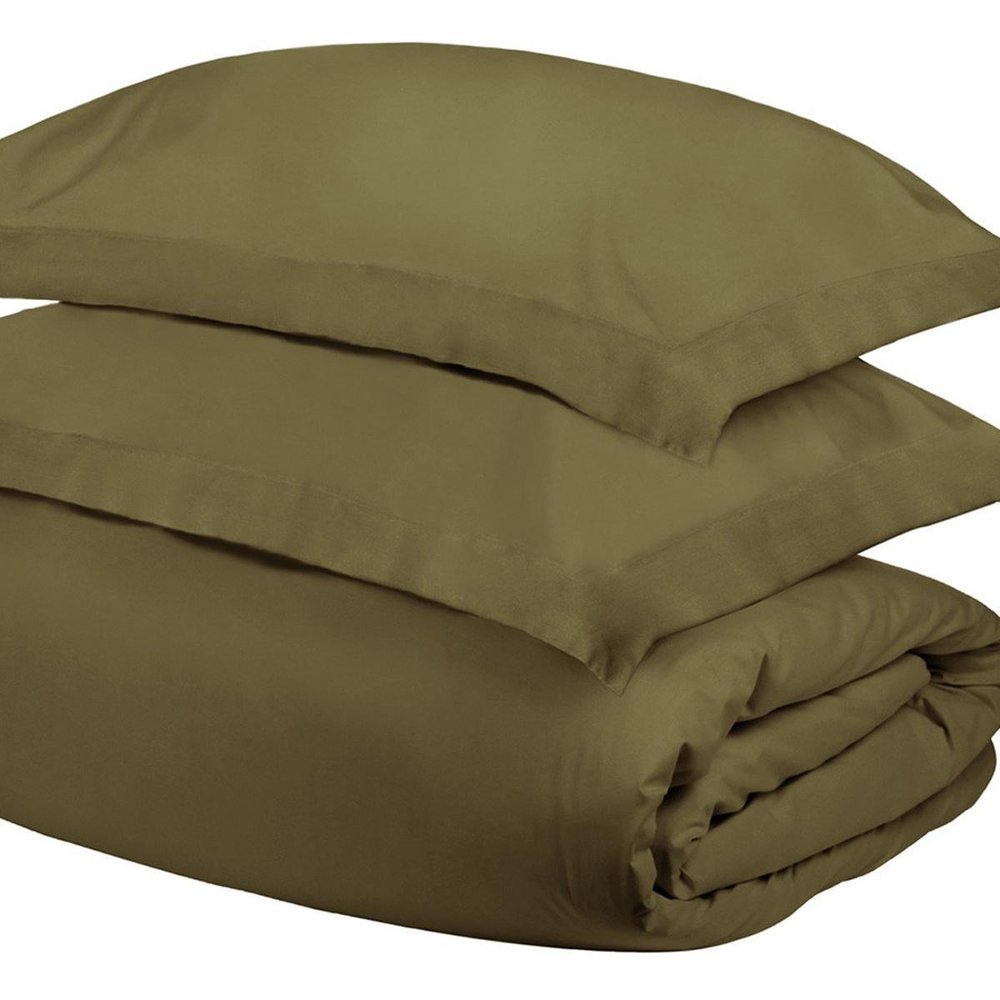 Sage Twin Cotton Washable Duvet Cover Set on a white background
