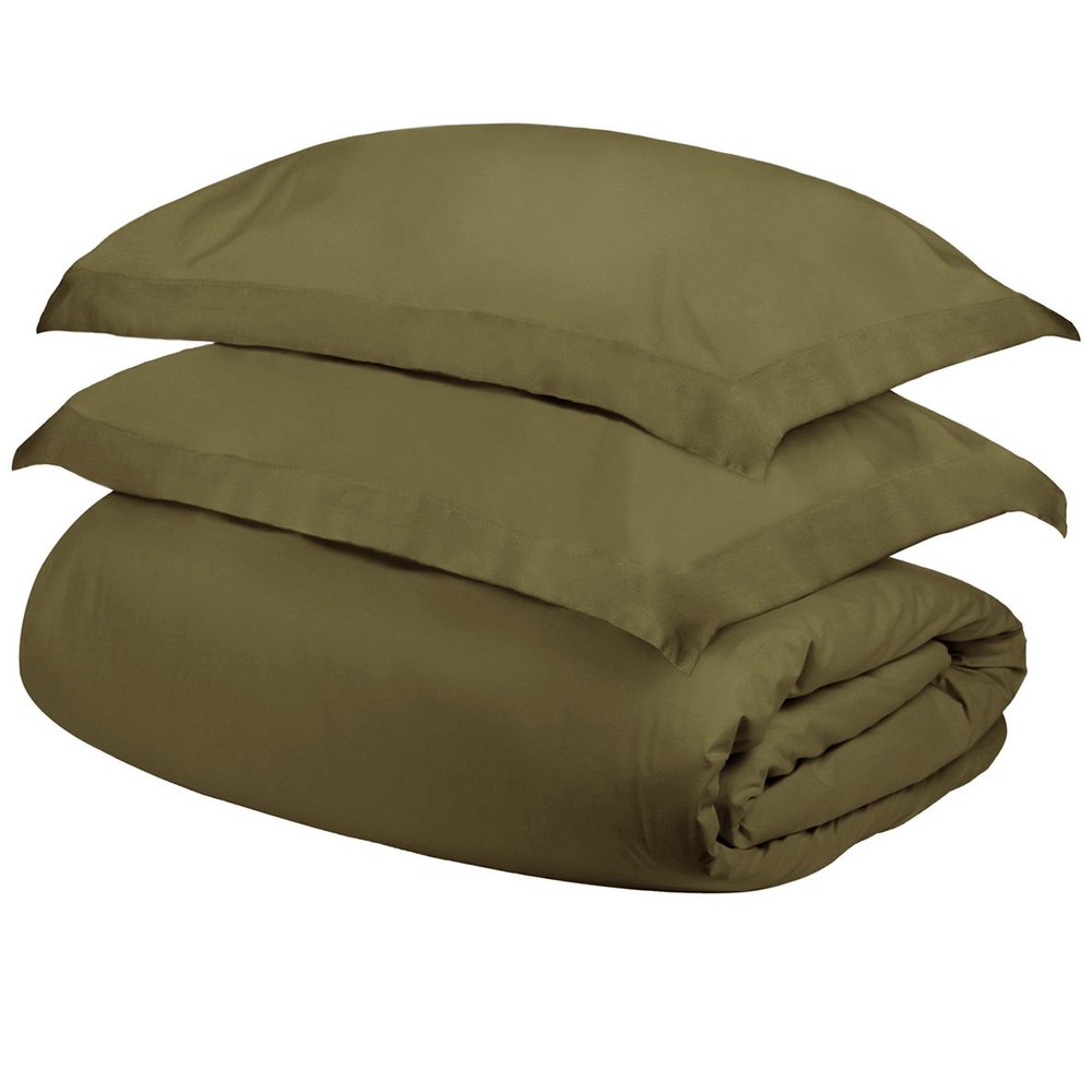 Sage Twin Cotton Washable Duvet Cover Set on a white background