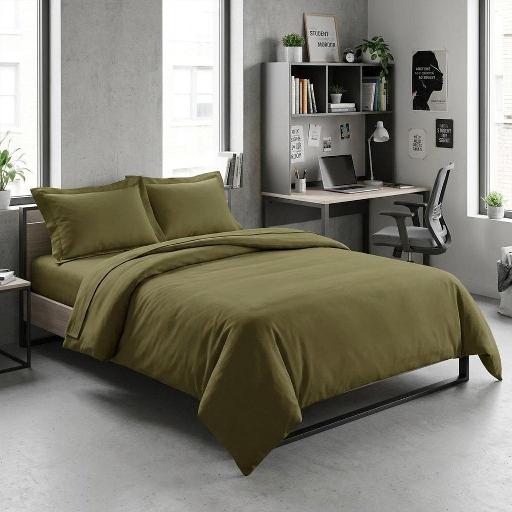 Sage Twin Cotton Washable Duvet Cover Set