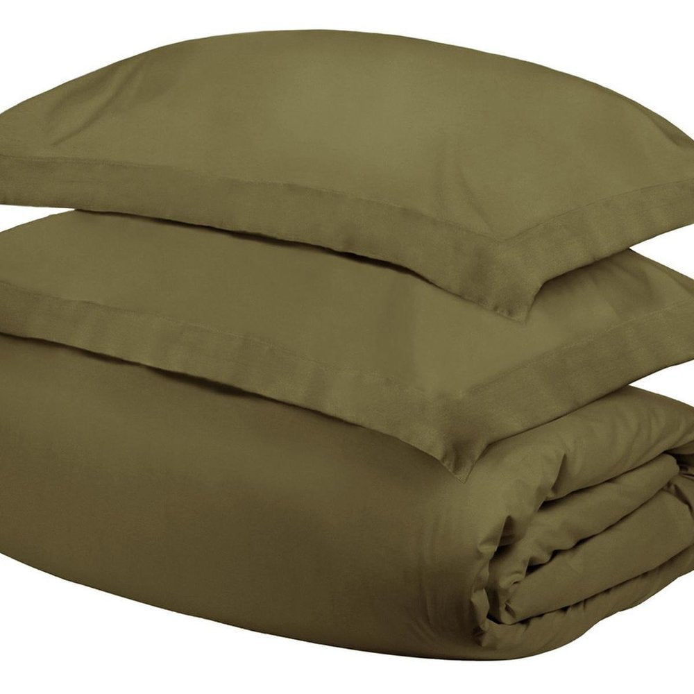 Sage Twin Cotton Washable Duvet Cover Set on a white background