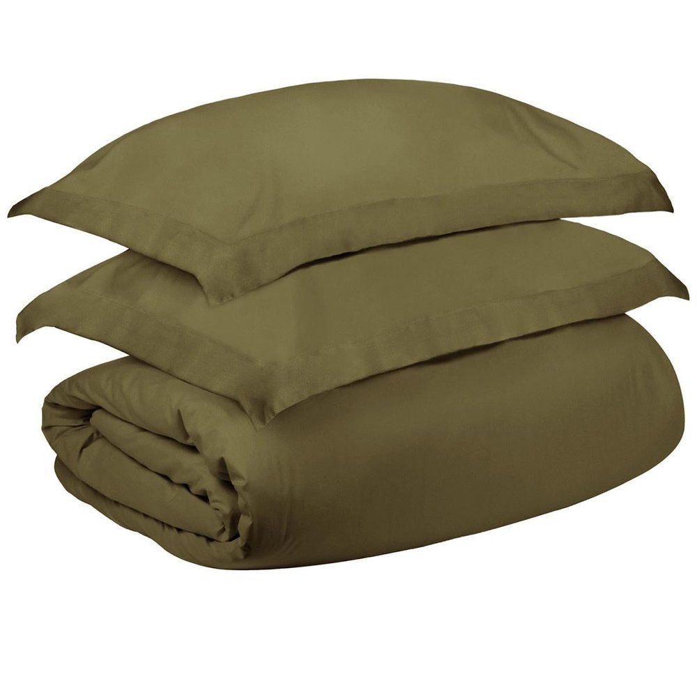 Sage Twin Cotton Washable Duvet Cover Set on a white background