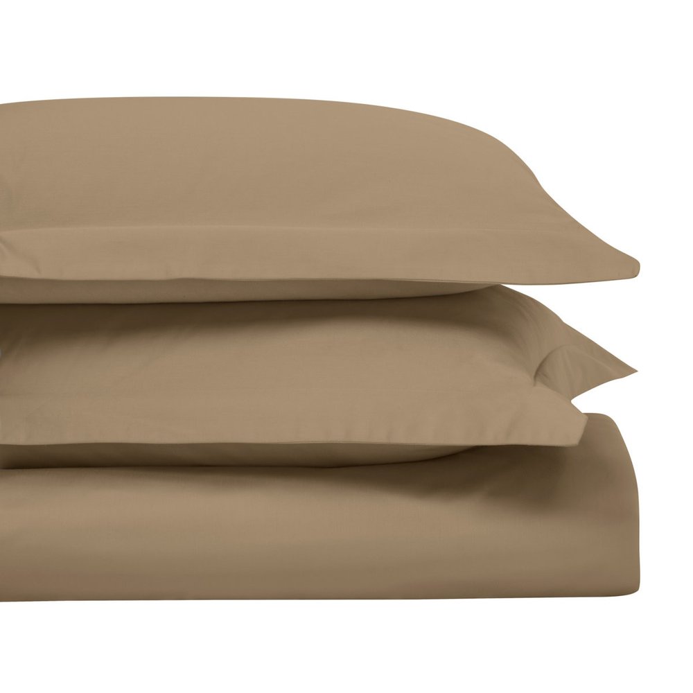 Taupe King Cotton Washable Duvet Cover Set on a white background