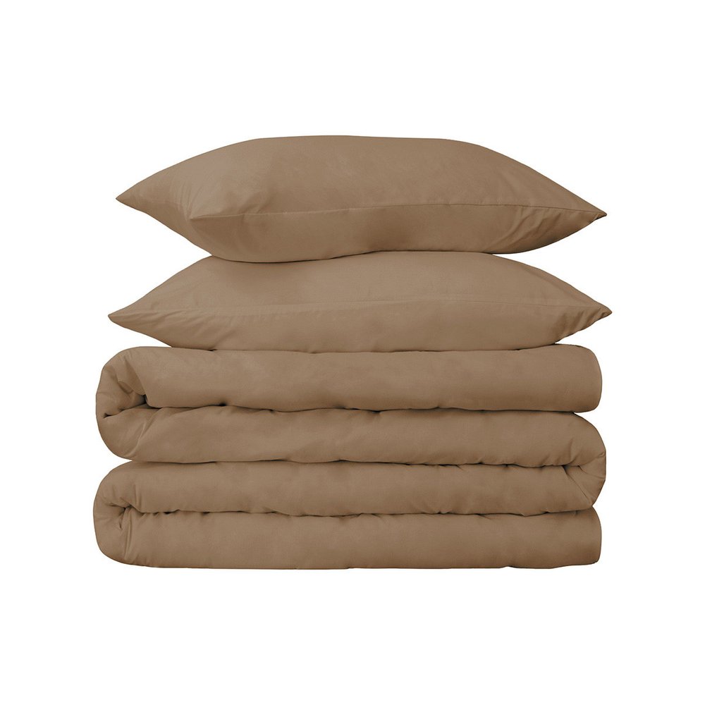 Taupe Twin Cotton Washable Duvet Cover Set With Sham