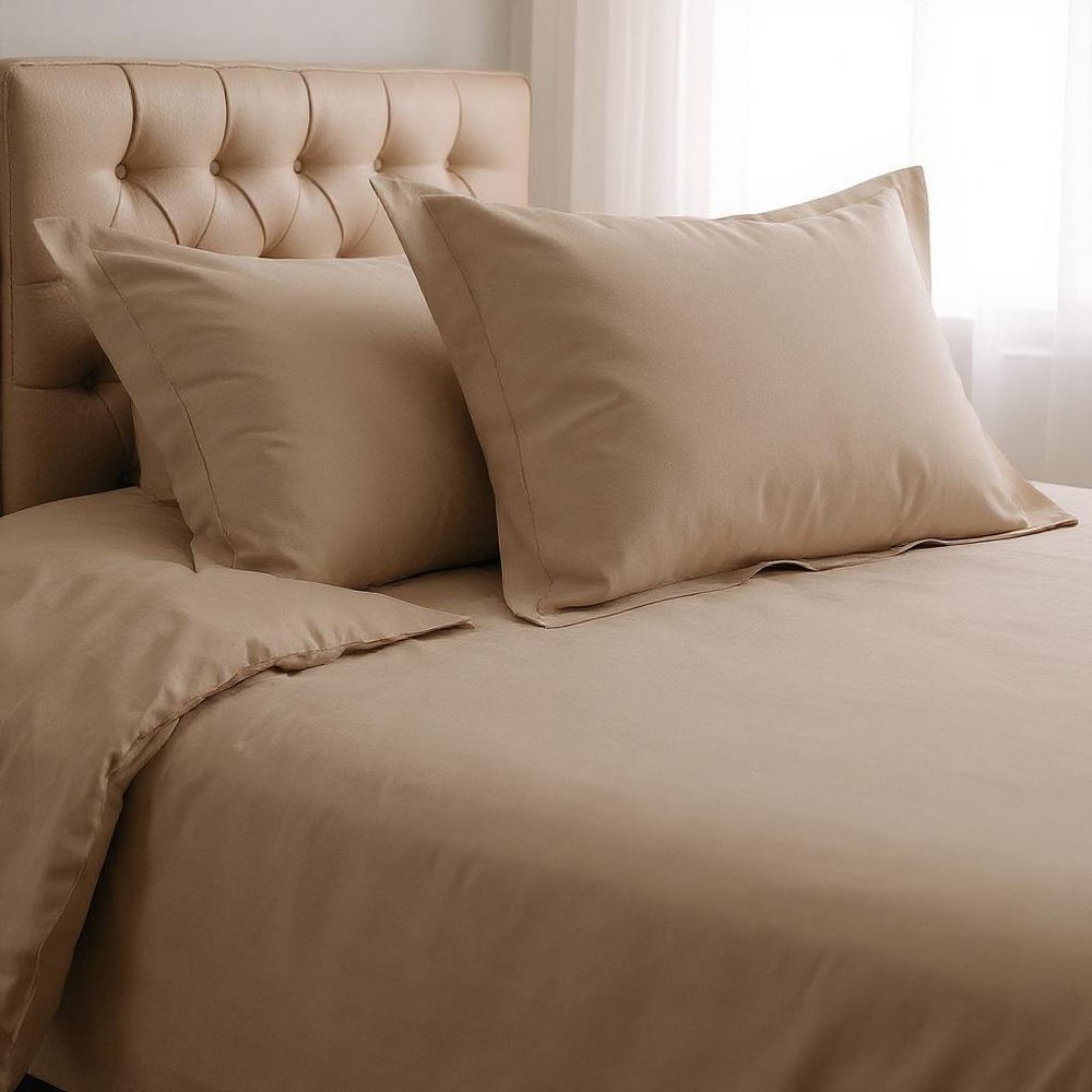 Taupe Twin Cotton Washable Duvet Cover Set With Sham