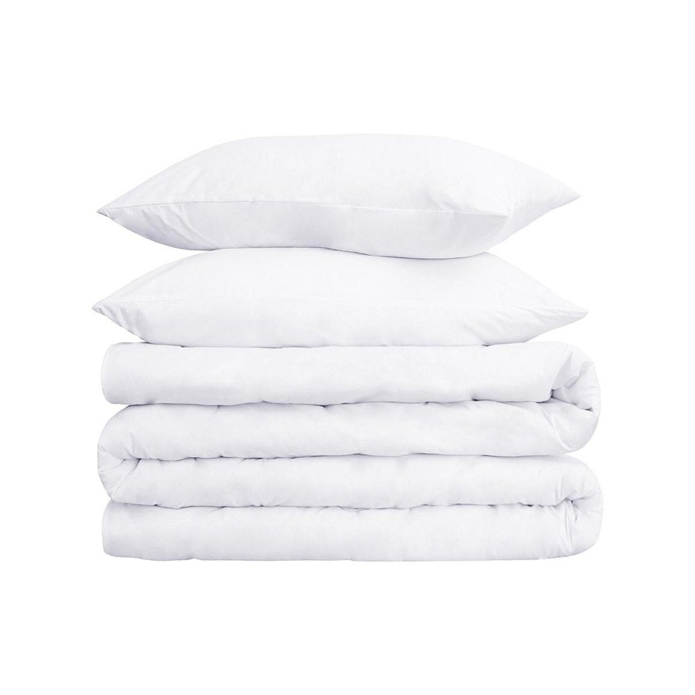 White Twin Cotton Washable Duvet Cover Set on a white background