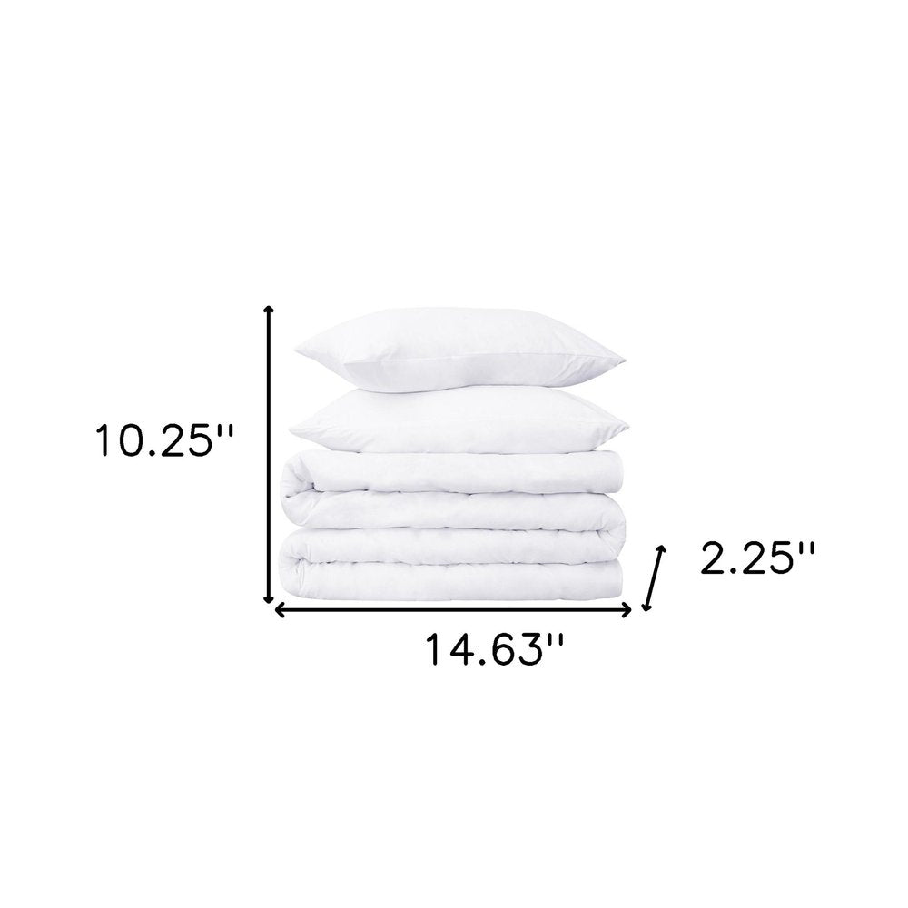White Twin Cotton Washable Duvet Cover Set